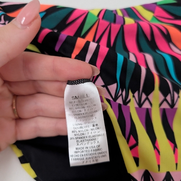 Mara Hoffman Pink Psychedelic Supernova Drape Cropped Lace Up Bikini L Top S Bot - Picture 6 of 9